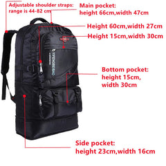 60L Waterproof Men Nylon Backpack Travel Pack Sports Bag Pack Outdoor Mountaineering
