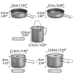 Naturehike Titanium Tableware Foldable Pot Frying Pan Titanium Cup Outdoor Picnic