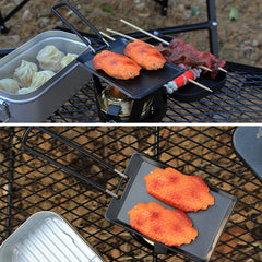 Portable BBQ Frying Plate Foldable Outdoor Camping Cookware Picnic Barbecue Nonstick