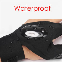 1 Pcs LED Outdoor Flashlight Fishing Gloves Half-finger Gloves with Light Lighting Night