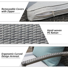 JARDINA 3PCS Outdoor Patio Furniture Set Outdoor Wicker Conversation Set Rattan Chair