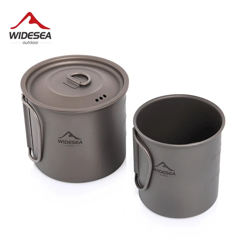 Widesea Camping Mug Titanium Cup Tourist Tableware Picnic Utensils Outdoor Kitchen