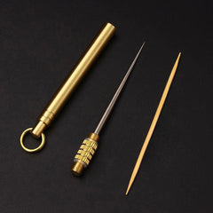 Portable Outdoor Tool Stainless Steel Toothpick Brass Creative Combination Stainless Steel