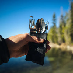 3 pcs 1 set Portable Outdoor Camping Travel Picnic Foldable Stainless Steel Cutlery