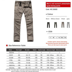 Summer Tactics Mens Quick Dry Pants Outdoor Tactical Waterproof Removable Pants