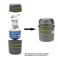 Aluminum Alloy Camping Pot Hiking Picnic Tourist Tableware Set With Folding Spoon Mini