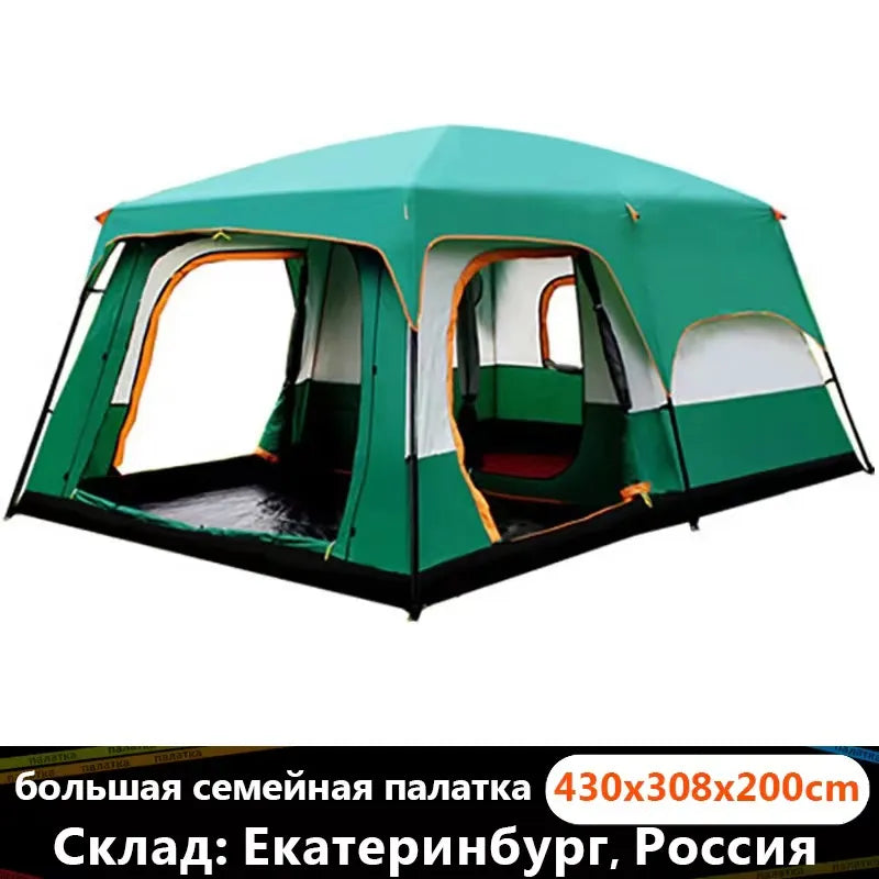 Outdoor Camping Large Family Tent Travel Outing Windproof Warm Uv Protection
