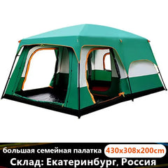 Outdoor Camping Large Family Tent Travel Outing Windproof Warm Uv Protection