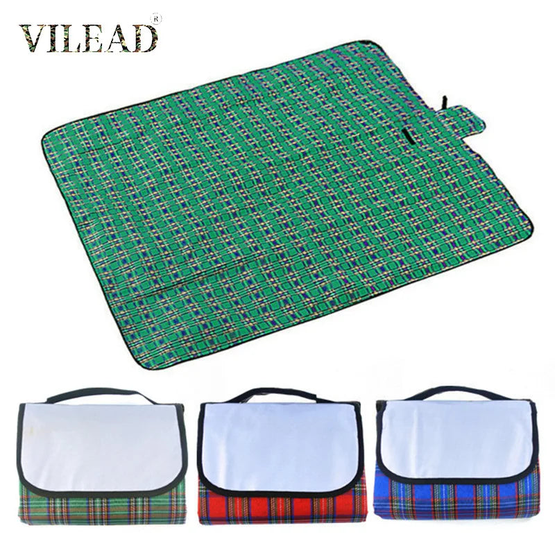 Vilead Folding Waterproof Picnic Mat Lightweight Cushion with Moisture-proof Plaided