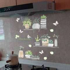 Garden Potted Plant Bonsai Flower Wall Stickers For Home Decor Living Room Kitchen