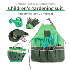 11 Pieces Kids Gardening Tool Set Mini Children Planting Play Dress Up Apron Hat Gloves