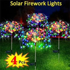 1/2/4Pcs Solar LED Firework Fairy Light Outdoor Garden Decoration Lawn Pathway Light