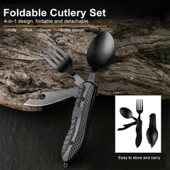 4 In 1 Multitool Outdoor Camping Utensils Portable Stainless Steel Foldable Spoon Fork
