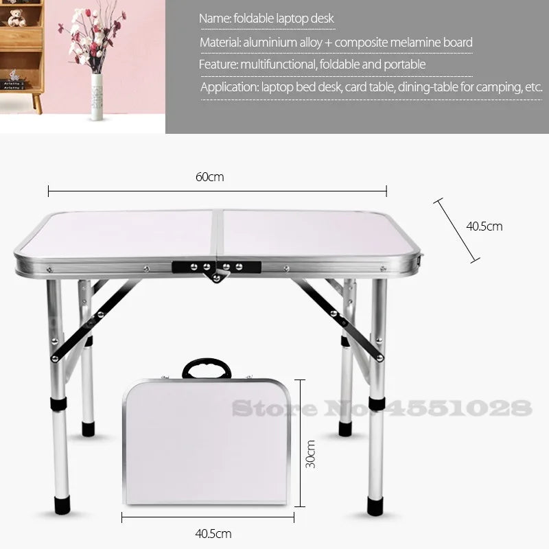Foldable Aluminum Table For Camping Dinning Light Weight Laptop Bed Desk Adjustable