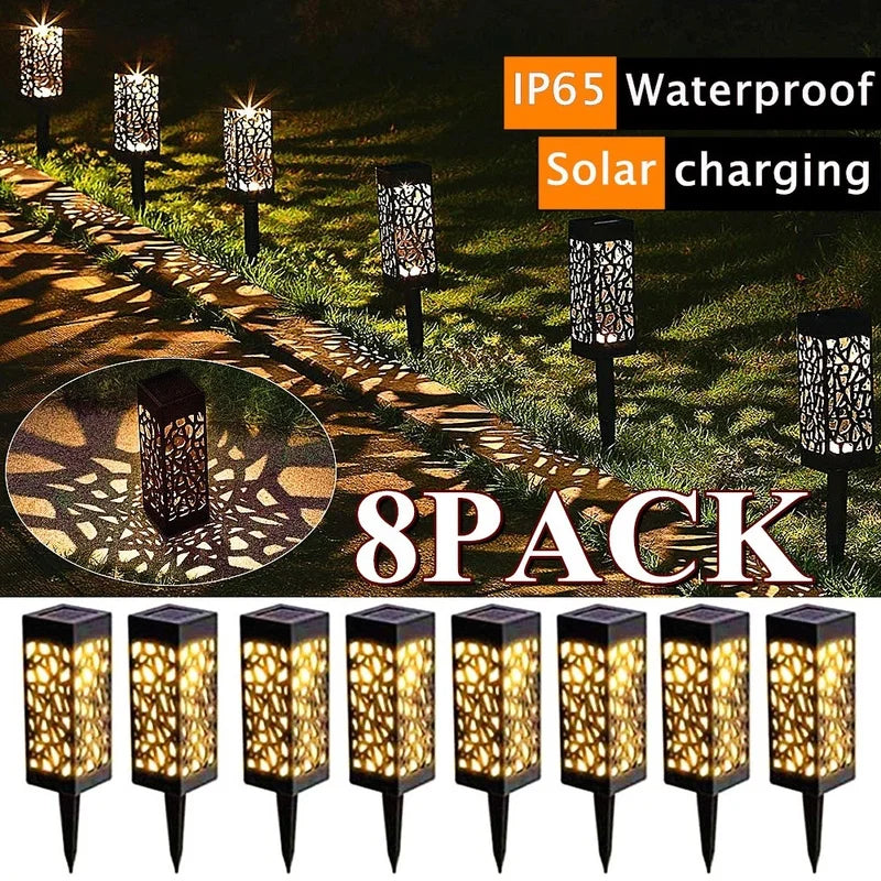 Solar Lights Outdoor with Solar Panel Pathway Lights IP65 Waterproof Garden Lights Auto