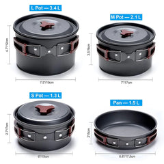 Outdoor Camping Cookware Kit Non Stick Camping Pans Lightweight Cooking Set Pans