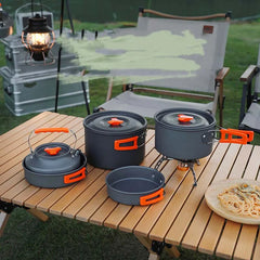Camping Cookware Set Aluminum Portable Outdoor Tableware Cookset Cooking Kit Pan