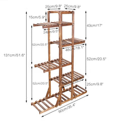 6 Tier Wooden Plant Stand Carbonized Wood Plant Stand Holder Flower Display Stand