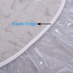 PVC Fitted Round Elastic Tablecloth Transparent Edged Table Covers Plastic Waterproof