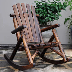 Outdoor Furniture Wooden Rocking Chair Rustic American Country Style Antique Vintage